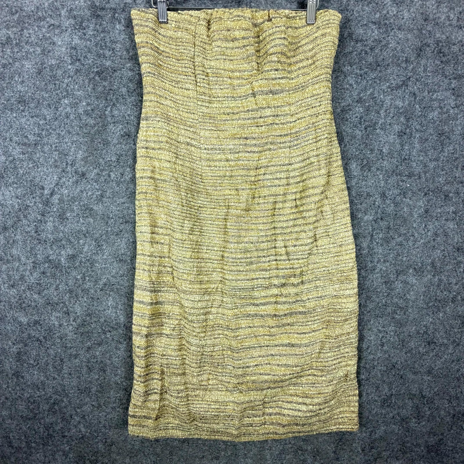 Ports 1961 Strapless Sheath Dress Women 8 Gold Metallic Tweed Old Money Lux Silk